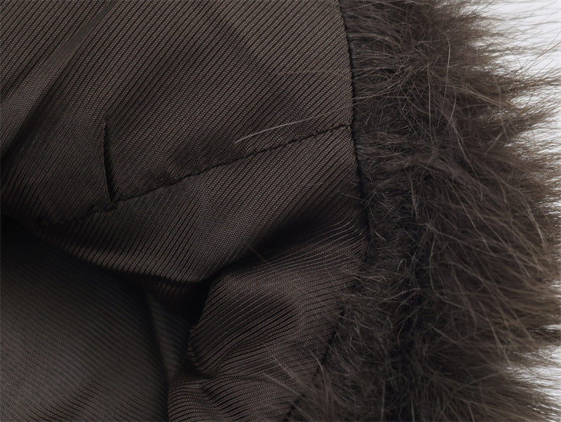 Close-up of black fabric with fur trim