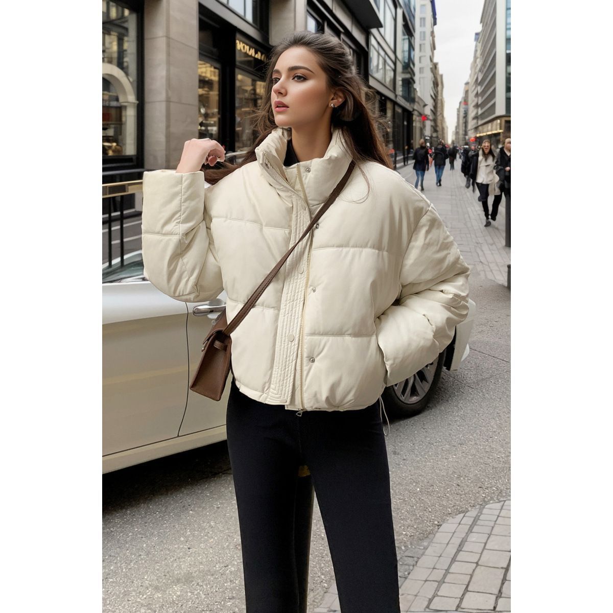 Padded faux leather jacket