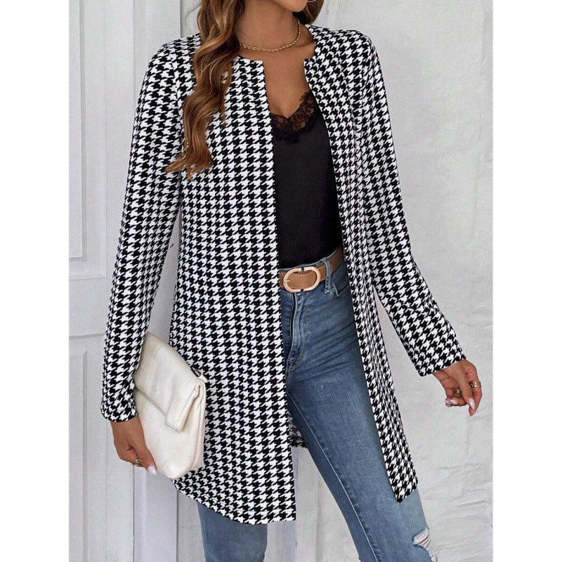 Houndstooth Long Coat