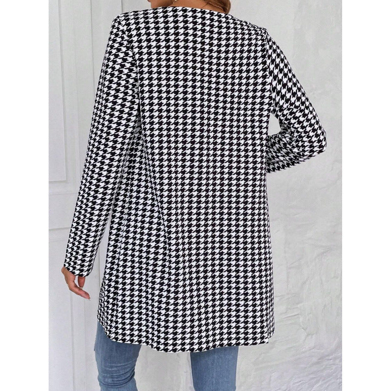 Houndstooth Long Coat
