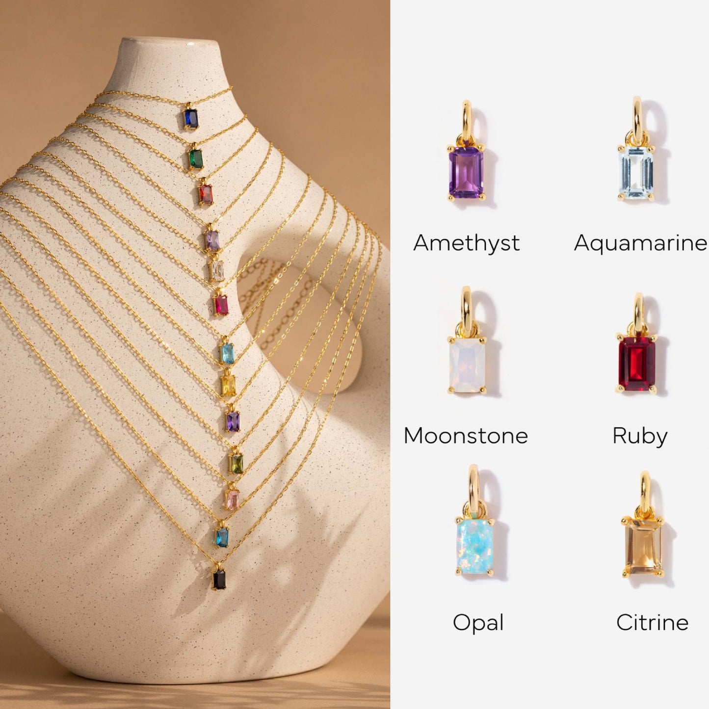 Titanium Steel Necklace Rectangle December Birthstone Pendant Collarbone Chain