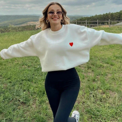 Casual Fashion Sweet Round Neck Sweatshirt Women