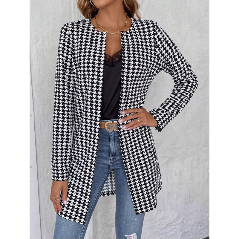 Houndstooth Long Coat