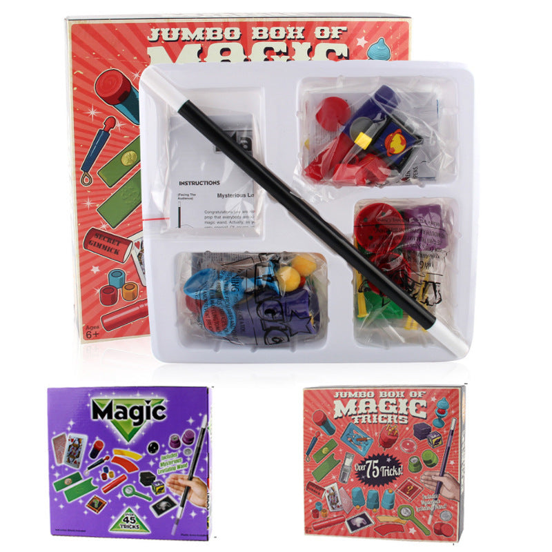 Jumbo Box of Magic with various magic tricks and accessories on a white background