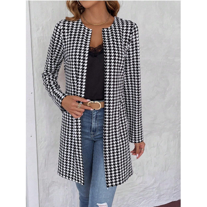 Houndstooth Long Coat