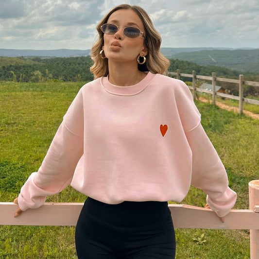 Casual Fashion Sweet Round Neck Sweatshirt Women