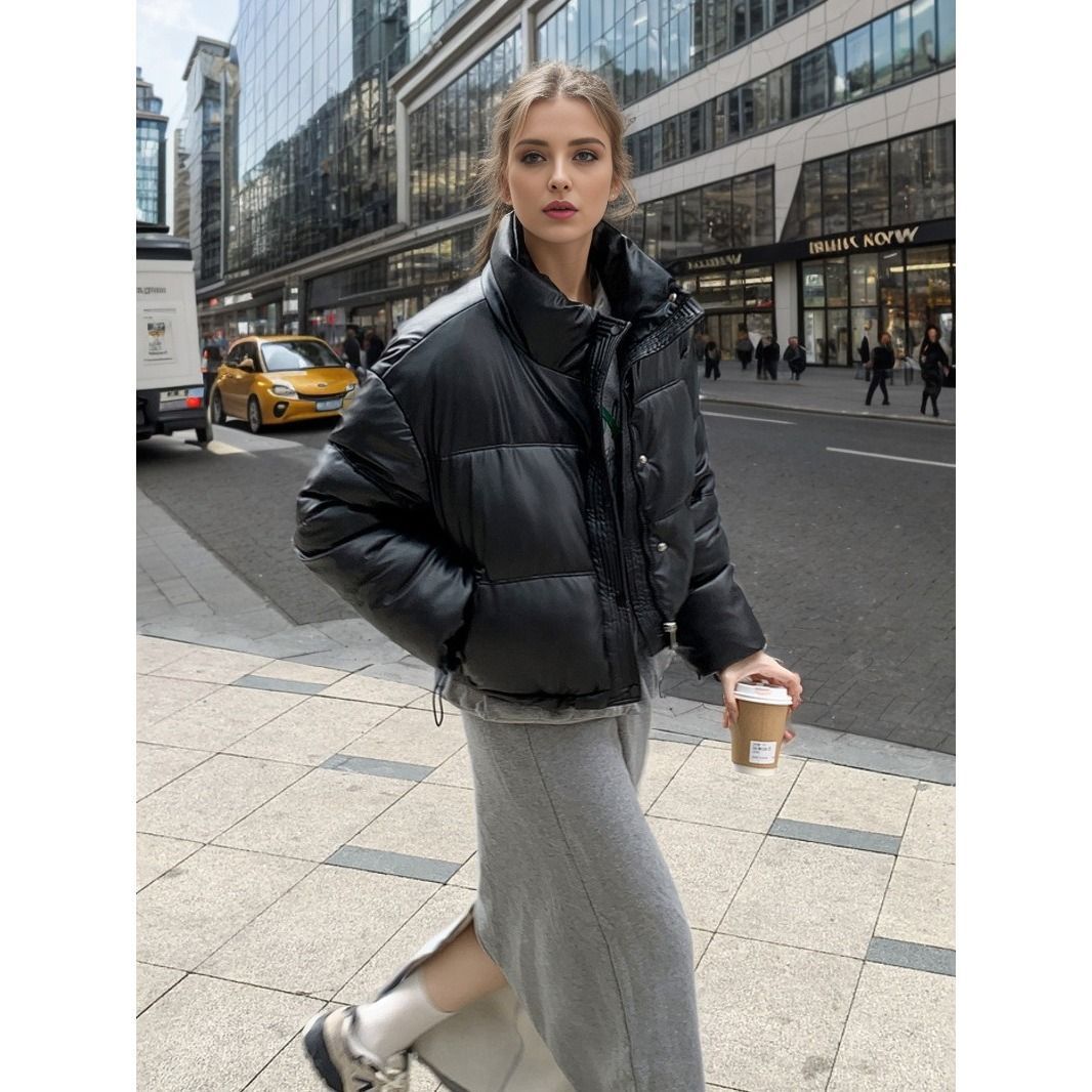 Padded faux leather jacket